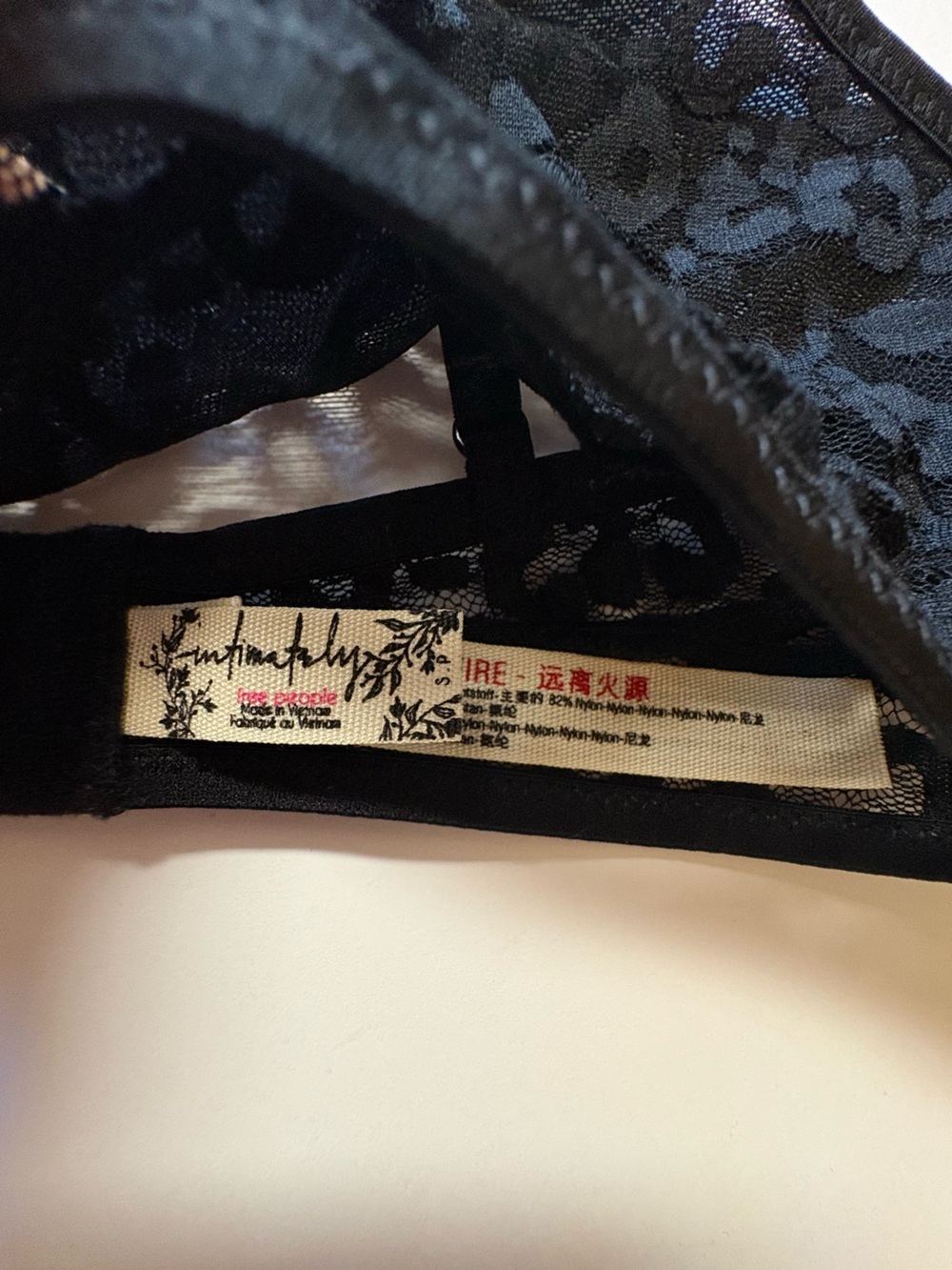 Free People Lace Triangle Bralette with Front Ring - Black S - Picture 4 of 10